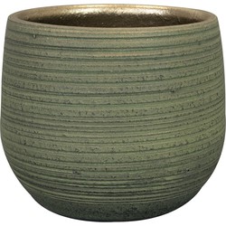 Ter Steege Plantenpot - keramiek - donkergroen - stripes - D18xH16cm - Plantenpotten