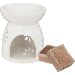 Amberblokjes/geurblokjes cadeauset - sandelhout geur - inclusief geurbrander - Geurbranders