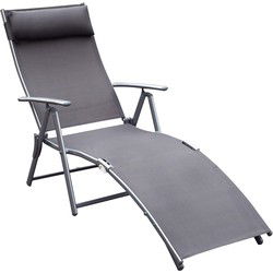 4goodz Comfortabele Zonnebed 7-standen - Textileen ligstoel - Grijs