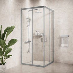 Badplaats Douchecabine Dakota 90 x 90 x 185 cm - Chroom - Douchewand met Schuifdeuren