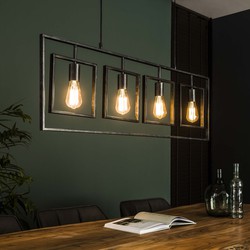 Hoyz - Hanglamp met 4 lampen - Turn square - Grijs - 109cm breed -  Industrieel