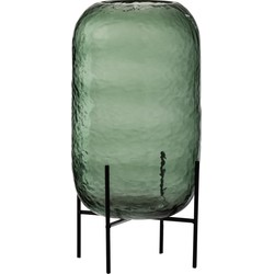 J-line - Vaas Rond Oneffen Glas Groen Large - 18x18x38cm