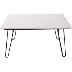 Salontafel Wit Marmer - Zwart Onderstel - 90x90x45cm - Giga Meubel