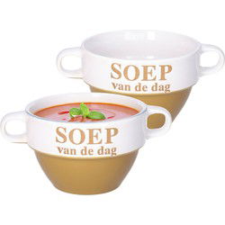 Soepkommen - 2x - Soep van de dag - Cappuccino bruin - Stapelbaar - Kommetjes
