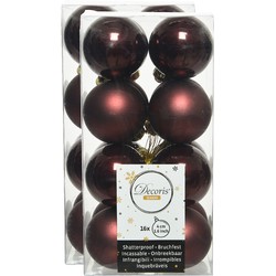 32x stuks kunststof kerstballen mahonie bruin 4 cm glans/mat - Kerstbal