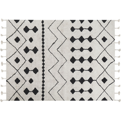 KHEMISSET - Laagpolig vloerkleed - Wit - 160 x 230 cm - Katoen