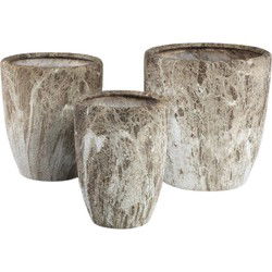 PTMD Bloempot Miah - 40x40x42 cm - Keramiek - Bruin - Set van 3