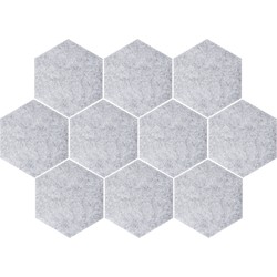 QUVIO Vilten memobord hexagon set van 10 - Grijs