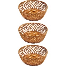 3x Rond fruitmandje/broodmandje 28 x 11 cm gevlochten riet uiterlijk - broodmand