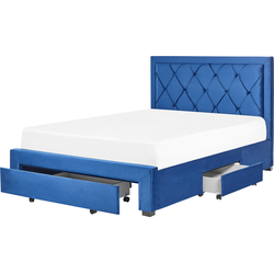 Beliani LIEVIN - Tweepersoonsbed-Blauw-Fluweel