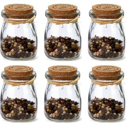 6x Glazen mini kruidenpotjes met afsluitkurk 100 ml - Voorraadpot