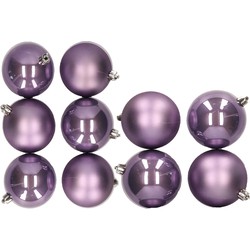 10x stuks kunststof kerstballen lila paars 8 en 10 cm - Kerstbal