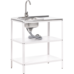VILAMA - Buitenkeuken met spoelbak - Wit - 80x50x92 cm - Staal