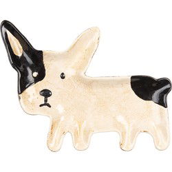 Clayre & Eef Serveerschaal Hond Beige Zwart Keramiek
