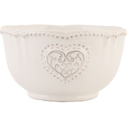 Clayre & Eef Soepkom  Ø 12 cm Beige Keramiek Rond Hart Serveerkom
