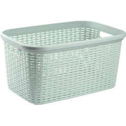 Plasticforte Wasmand - 35L - mintgroen - rotan - 53 x 36 x 26 cm - Wasmanden