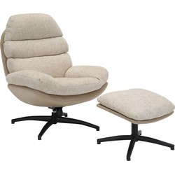 Draaifauteuil Taupe - Inclusief Voetenbank - Fauteuil Liane