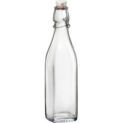 Bormioli Rocco beugelfles/weckfles - 1 liter - glas - vierkant - water/olie/azijn/sapjes - Weckpotten