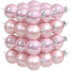 Othmar decorations Kerstballen - 36 st - roze - mat en glans - 4 cm - Kerstbal
