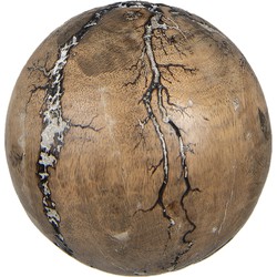 Clayre & Eef Kerstbal  Ø 8 cm Bruin Hout Kerstboomversiering