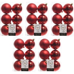 30x Kunststof kerstballen glanzend/mat kerst rood 8 cm kerstboom versiering/decoratie kerst rood - Kerstbal