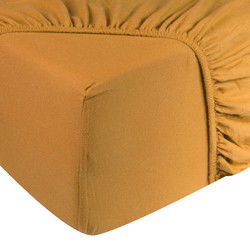 DoubleDry Hoeslaken Jersey 100% Katoen - Tweepersoons 180x200 cm - Zacht & Huidvriendelijk - Rondom Elastiek - Okergeel