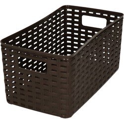 PlasticForte Opbergmand - Kastmand - rotan kunststof - donkerbruin - 5 Liter - 15 x 28 x 13 cm - Opbergmanden