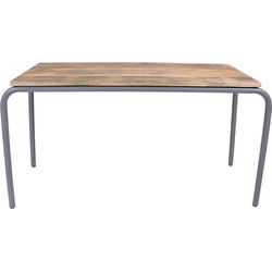 Tafel hout-metaal, grijs.