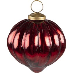 Clayre & Eef Kerstbal  Ø 8 cm Rood Glas Kerstdecoratie