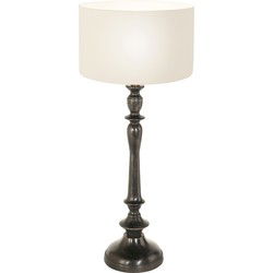 Anne Lighting - tafellamp - Bois - zwart - hout linnen - Ø 30cm - E27 - 3764ZW