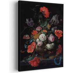 Muurwerken Akoestisch Schilderij - Abraham Mignon Stilleven met bloemen en een horloge 1660-1679 - Geluidsdempend Wandpaneel - Wanddecoratie - Geluidsisolatie - BASIC (AW 0.65) M (60X85)