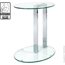 Bijzettafel gehard 8mm veiligheids glas | ruim 7kg Ovaal glazen bijzet tafel | Strak stoer ovale designer tafel op krasvrije voetjes |45x35x50cm
