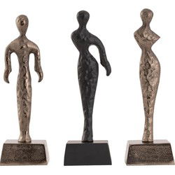 PTMD Deco Object Zhaell - 8x7x23 cm - Aluminium - Zwart - Set van 3