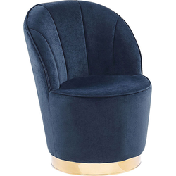 Beliani ALBY - Fauteuil-Blauw-Fluweel