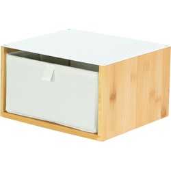 Furniteam - Desk Station-organizer met Witte Opvouwbare Lade Wit en naturel