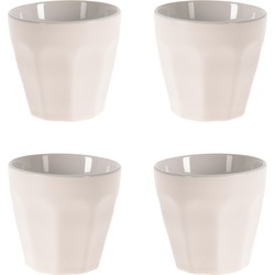 Excellent Houseware espresso/koffie kopjes - 4x - wit - porselein - 90 ml - Bekers