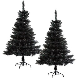 Set van 2x stuks kunst kerstbomen/kunstbomen zwart H150 cm - Kunstkerstboom