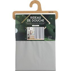 Urban Living Douchegordijn met ringen - grijs - pvc - 180 x 200 cm - wasbaar - Douchegordijnen