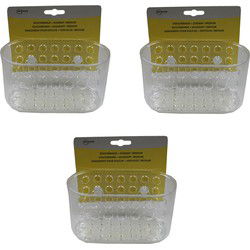 3x Transparante douchebakjes met zuignappen voor badkamer 15.5 x 8 x 8 cm - Opbergbox