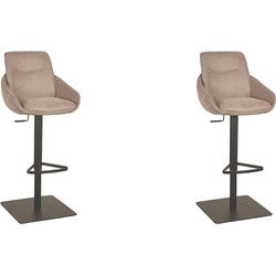 LABEL51 Barkruk Beauty - Taupe - Micro Suede - 58.5x52x88 cm - set van 2