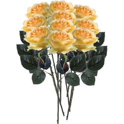 10 x Kunstbloemen steelbloem geel roos Simone 45 cm - Kunstbloemen