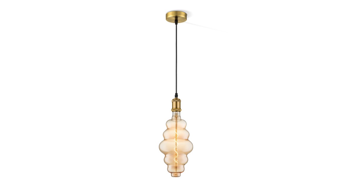 Home Sweet Home hanglamp brons vintage - hanglamp inclusief LED filament lichtbron G160 enkele spiraal - dimbaar - pendel lengte 100 cm - inclusief E27 LED lichtbron - amber
