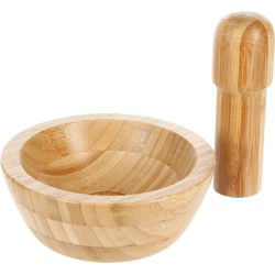 Vijzel met stamper bamboe D13 x H5 cm - Vijzel en mortier