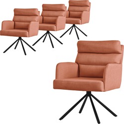 Eetkamerstoel set van 4 oranje draaibaar met afneembaar rugkussen gestoffeerd tot 120 kg ML design
