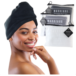 MARBEAUX Haarhanddoek - 3 stuks - Hair towel - Hoofdhanddoek - Microvezel handdoek krullend haar - Zwart - Wit - Grijs