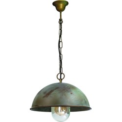 Hanglamp ketting met schaal 30cm verkoperd messing - zwart/groen