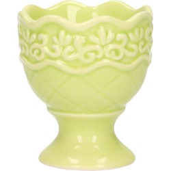 Eierdop - 1x - porselein - pastel groen - 5,5 x 6,5 cm - Eierdopjes