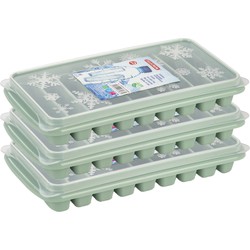 3x stuks Trays met Flessenhals ijsblokjes/ijsklontjes staafjes vormpjes 10 vakjes kunststof mintgroe - IJsblokjesvormen