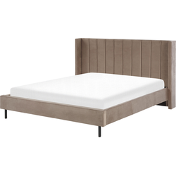 Beliani VILLETTE - Tweepersoonsbed-Beige-Fluweel