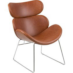 Fauteuil Pu Leer - Bruin/Chrome - 78,5x69x90,5cm - Bjorli